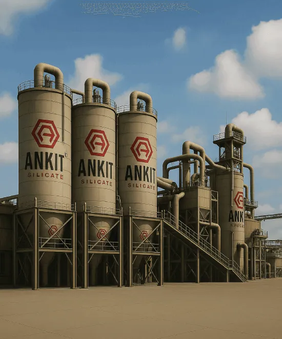 Ankit Silicate sodium silicate manufacturing plant with storage silos