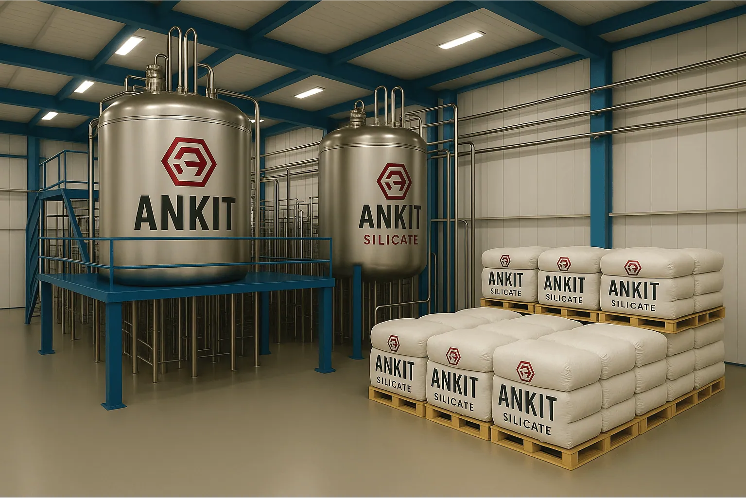 Ankit Silicate reactors with packed product ready for dispatch
