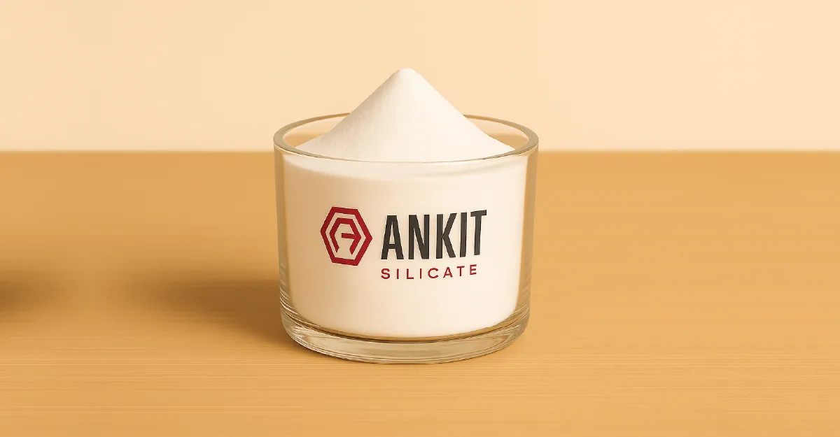 Sodium silicate powder in an Ankit Silicate glass bowl